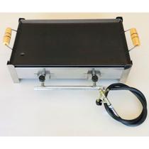 Fogão Fogareiro Alta Pressão Semi Industrial Inox 2 Bocas + Chapa + Kit Gás + Coletor De Gordura Para Acampamento Bife Camping Fogão Fogareiro Alta Pressão Semi Industrial Inox 2 Bocas + Chapa + Kit Gás + Coletor De Gordura Para Acampamento Bife Camping