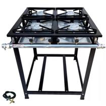 Fogão Fogareiro Industrial 4 Bocas Alta Pressão 30x30 - Profissional Fogão Fogareiro Industrial 4 Bocas Alta Pressão 30x30 - Profissional
