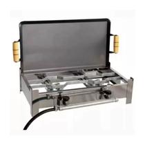 Fogão Fogareiro Inox à Gás 2 Bocas com Chapa de Ferro - Qualifer