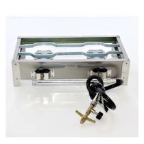 Fogão Fogareiro Inox Alta Pressão 2 Bocas Chama Alta Caminhoneiro Camping