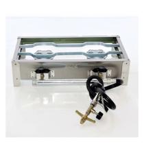 Fogão Fogareiro Inox Alta Pressão 2 Bocas Chama Alta Caminhoneiro Camping