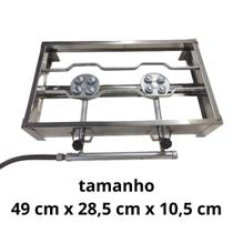 Fogão Fogareiro Inóx Alta Pressão Kit Gás 2 bocas 4 Caulins Fogão Fogareiro Inóx Alta Pressão Kit Gás 2 bocas 4 Caulins