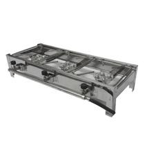 Fogão Fogareiro Portátil Inox Alta Pressão 3 Bocas + Kit Gás Incluso