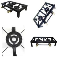 Fogao fogareiro semi industrial de 2 bocas a gas ferro fundido para lanchonete pequeno comercio