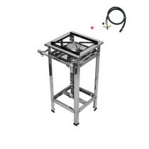 Fogão Industrial 1 Boca Alta Pressão Em Aço Inox Grelhas 30x30