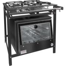 Fogao Industrial 2 Bocas com Forno Vidro Baixa Pressão 30x30 2QS P5 Mr Fogões