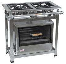 Fogão Industrial 2 Bocas Duplas 30x30 P7 Aço Inox com Forno