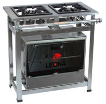 Fogão Industrial 2 Bocas Duplas 30x30 P7 em Aço Inox e Forno