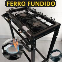 Fogão Industrial 2 Bocas FERRO FUNDIDO Alta Pressão Preto com Mang e Reg Fogão Industrial 2 Bocas FERRO FUNDIDO Alta Pressão Preto com Mang e Reg