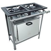 Fogao Industrial 2 Bocas M-10 M/m S2000 30X30 Perfil 6,5 Cm Com Forno - Metalmaq