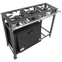 Fogão Industrial 3 Bocas 2 Simples a Gás Baixa Pressão MR Fogões com Forno Porta Pintada P5