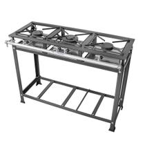 Fogão Industrial 3 Bocas 2 Simples Standard Baixa Pressão Grelhas Aço 30x30 P5 MR Fogões