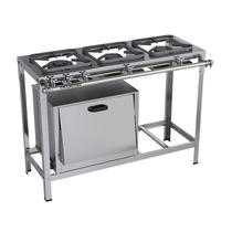 Fogão Industrial 3 Bocas 30x30 Forno Inox Top Metalmaq