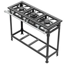 Fogão Industrial 3 Bocas Baixa Pressão 30x30 2 Queimadores Simples / 1 Queimador Duplo - Perfil 05 Fogão Industrial 3 Bocas Baixa Pressão 30x30 2 Queimadores Simples / 1 Queimador Duplo - Perfil 05