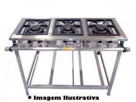 Fogão Industrial 3 bocas Duplas 130mm 30x30 P5 em Aço Inox - CRISTAL AÇO