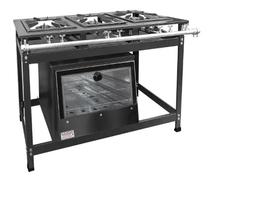 Fogão Industrial 3 Bocas Duplas 30x30 p5 com Forno Leona