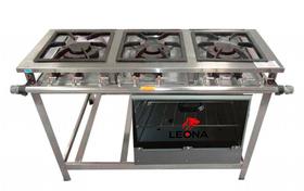 Fogão Industrial 3 bocas Duplas 30x30 P7 em Aço Inox e Forno