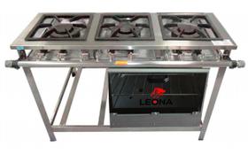 Fogão Industrial 3 Bocas QD p5 em Aço Inox com Forno Leona
