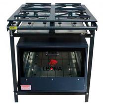 Fogão Industrial 4 Bocas 30x30 Ap P5 com Forno Leona Fogão Industrial 4 Bocas 30x30 Ap P5 com Forno Leona