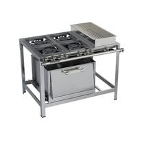 Fogão Industrial 4 bocas 30X30 Banho Maria e Forno Luxo Aço Inox Metalmaq