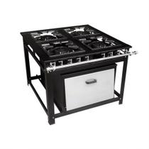 Fogão industrial 4 bocas 30x30 com forno 87l - cristalaço