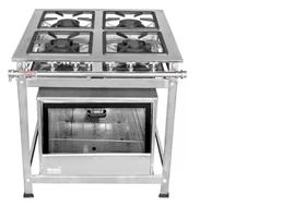 Fogão Industrial 4 Bocas 30x30 em Aço Inox com Forno Leona Fogão Industrial 4 Bocas 30x30 em Aço Inox com Forno Leona