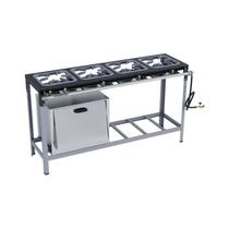 Fogão Industrial 4 bocas 30x30 em Linha com Forno Alta Pressão S2000 Metalmaq