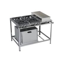 Fogão Industrial 4 Bocas 30x30 Inox B.Maria Forno Top Metalmaq