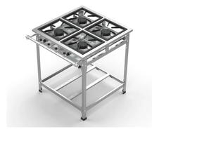 Fogão Industrial 4 Bocas 30x30 P5 Ap em Aço Inox Leona Fogão Industrial 4 Bocas 30x30 P5 Ap em Aço Inox Leona
