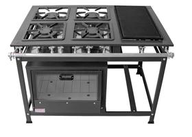 Fogão Industrial 4 Bocas 30x30 P5 com Chapa e Forno Leona