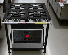 Fogão Industrial 4 Bocas 30x30 P5 com Forno Leona