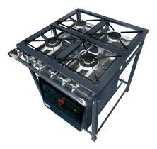 Fogão Industrial 4 Bocas 30x30 P5 Grelha Aço Forno T. Vidro - MR FOGÕES