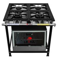 Fogão Industrial 4 Bocas 30x30 P7 com Forno Leona Fogão Industrial 4 Bocas 30x30 P7 com Forno Leona