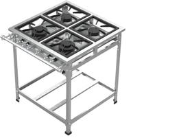 Fogão Industrial 4 Bocas 30x30 P7 em Aço Inox Leona Fogão Industrial 4 Bocas 30x30 P7 em Aço Inox Leona