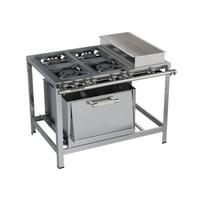 Fogão Industrial 4 bocas 40x40 com Forno e Banho Maria Luxo Aço Inox 304 Metalmaq