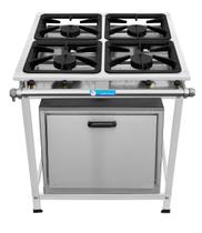 Fogão Industrial 4 Bocas 40x40 P8 AP em Aço Inox Forno 112Lt