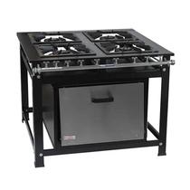 Fogão Industrial 4 Bocas 40X40 Preto com Forno 150L Cristalaço