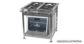 Fogão Industrial 4 Bocas Alta Pressão P7 Aço Inox com Forno