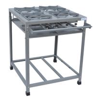 Fogão Industrial 4 bocas Cinza Alta Pressão + Kit Mangueira Fogão Industrial 4 bocas Cinza Alta Pressão + Kit Mangueira