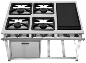 Fogão Industrial 4 Bocas com Chapa Ap P7 com Forno Leona Fogão Industrial 4 Bocas com Chapa Ap P7 com Forno Leona