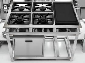 Fogão Industrial 4 Bocas com Chapa P7 em Aço Inox Leona