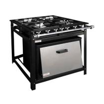 Fogão industrial 4 bocas com forno tampa inox grelha 30x30 - CRISTALAÇO