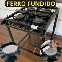 Fogão Industrial 4 Bocas FERRO FUNDIDO Alta Pressão Preto com Mang e Reg Fogão Industrial 4 Bocas FERRO FUNDIDO Alta Pressão Preto com Mang e Reg
