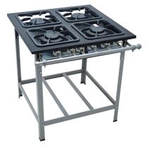 Fogao Industrial 4 Bocas M-14 M/m S2000 30X30 Perfil 6,5Cm Com Porta Panela - Metalmaq Fogao Industrial 4 Bocas M-14 M/m S2000 30X30 Perfil 6,5Cm Com Porta Panela - Metalmaq