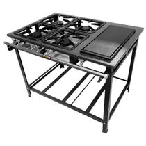Fogão Industrial 4 Bocas P5 com Chapa Bifeteira Baixa Pressão 4QS Metalfour