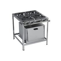 Fogão Industrial 4 Bocas Simples 30x30 Inox Forno Top Metalmaq