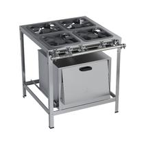 Fogão Industrial 4 Bocas Simples 30x30 Inox Forno Top Metalmaq