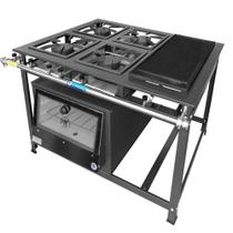Fogão Industrial 4 Bocas Simples a Gás Alta Pressão MR Fogões com Chapa e Forno P7