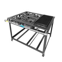 Fogão Industrial 4 Bocas Simples a Gás Alta Pressão MR Fogões com Chapa P7