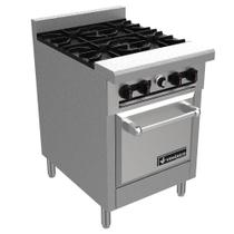 Fogão Industrial 4 Bocas Venâncio Professional com Forno Stand a Gás R24'' Platib Baixa R24ST-24B-PB